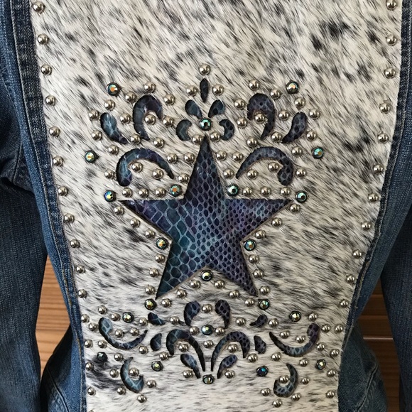 CRIPPLE CREEK DENIM FUR JACKET Size XS - Picture 6 of 8